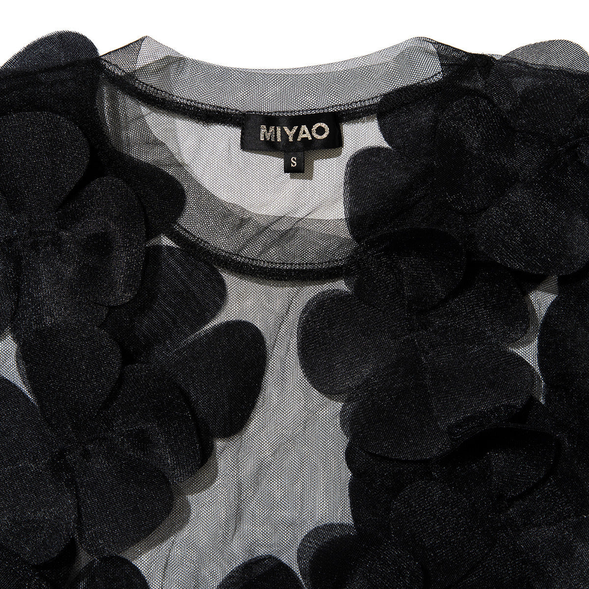 MIYAO Flower Motif Top ミヤオ フラワーモチーフトップ MFBL-01【レディース ロングTシャツ シースルー レイヤード 花柄  26FW】