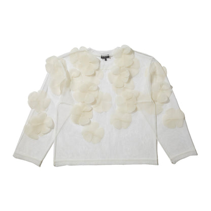 MIYAO Flower Motif Top ミヤオ フラワーモチーフトップ MFBL-01【レディース ロングTシャツ シースルー レイヤード 花柄  26FW】