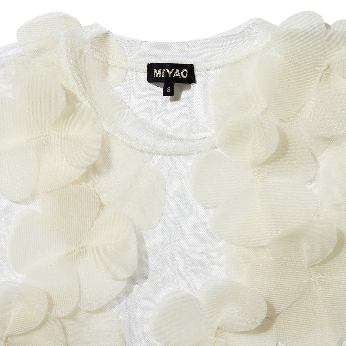 MIYAO Flower Motif Top ミヤオ フラワーモチーフトップ MFBL-01【レディース ロングTシャツ シースルー レイヤード 花柄  26FW】