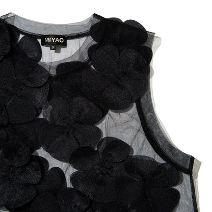 MIYAO Flower Motif Dress ミヤオ フラワーモチーフドレス MFOP-01【レディース ワンピース ロングワンピース シースルー レイヤード 花柄 26FW】