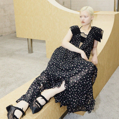 PoI FLOWER JAQUARD DRESS ポィ フラワー ジャカードドレス 262-FD08【レディース ロングワンピース ワンピース 花柄 フリンジ 26FW】