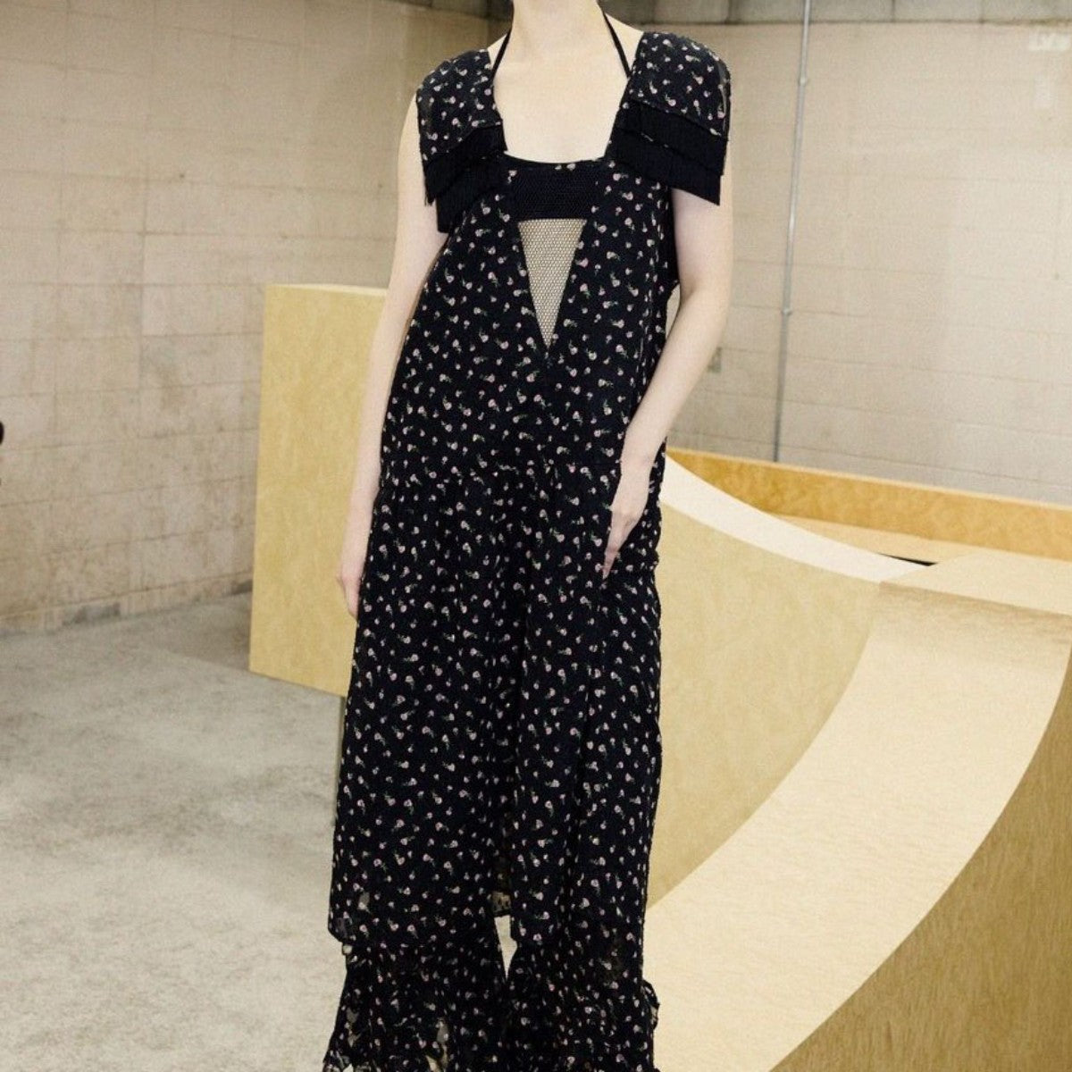 PoI FLOWER JAQUARD DRESS ポィ フラワー ジャカードドレス 262-FD08【レディース ロングワンピース ワンピース 花柄 フリンジ 26FW】