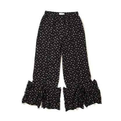PoI FLOWER JAQUARD FRILL PANTS ポィ フラワー ジャカードフリルパンツ 262-FP09【レディース ワイドパンツ フラワープリント 花柄 ゴムウエスト 26FW】