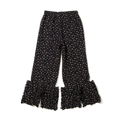 PoI FLOWER JAQUARD FRILL PANTS ポィ フラワー ジャカードフリルパンツ 262-FP09【レディース ワイドパンツ フラワープリント 花柄 ゴムウエスト 26FW】
