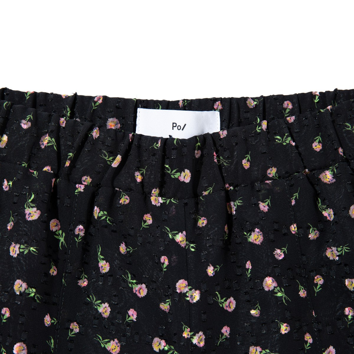 PoI FLOWER JAQUARD FRILL PANTS ポィ フラワー ジャカードフリルパンツ 262-FP09【レディース ワイドパンツ フラワープリント 花柄 ゴムウエスト 26FW】