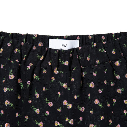 PoI FLOWER JAQUARD FRILL PANTS ポィ フラワー ジャカードフリルパンツ 262-FP09【レディース ワイドパンツ フラワープリント 花柄 ゴムウエスト 26FW】