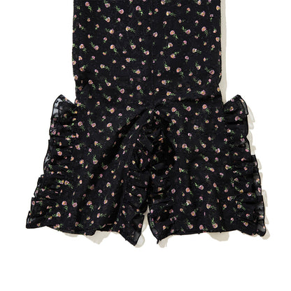 PoI FLOWER JAQUARD FRILL PANTS ポィ フラワー ジャカードフリルパンツ 262-FP09【レディース ワイドパンツ フラワープリント 花柄 ゴムウエスト 26FW】
