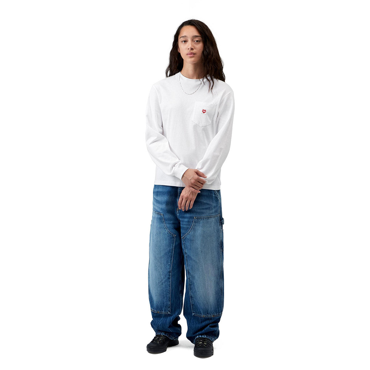 Carhartt WIP L/S POCKET SMALL HEART T-SHIRT カーハートワークインプログレス W ロングスリーブ ポケット スモールハート Tシャツ I037167【レディース 長袖Tシャツ ロンT コットンジャージー レギュラーフィット パッチ 26FW】