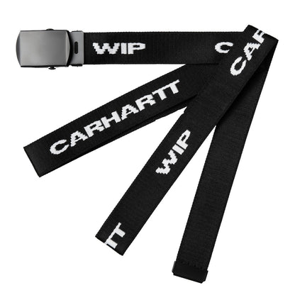 Carhartt WIP MAGAZINE SCRIPT BELT カーハートワークインプログレス マガジン スクリプト ベルト I037074【メンズ ロゴデザイン サイズ調節可能 メタルクリップバックル 付け替え可能バックル 26FW】