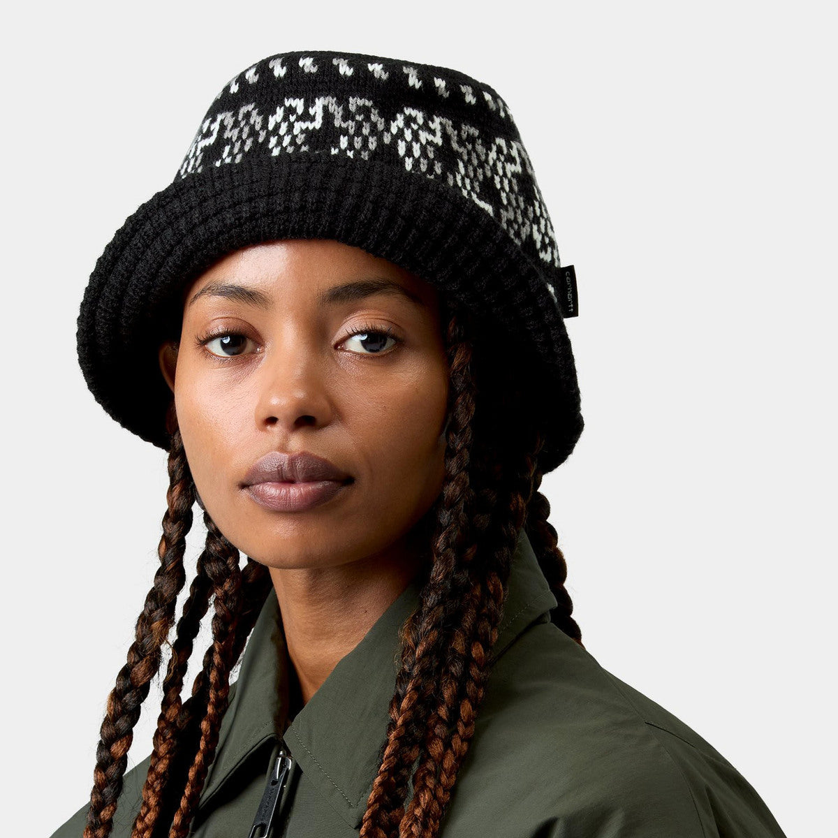 Carhartt WIP BRICKY MAN KNITTED BUCKET HAT カーハートワークインプログレス ブリッキー マン ニッテッド バケットハット I037275【メンズ アクリルヤーン ニットバケットハット ジャカード編み ジャカードグラフィック 26FW】