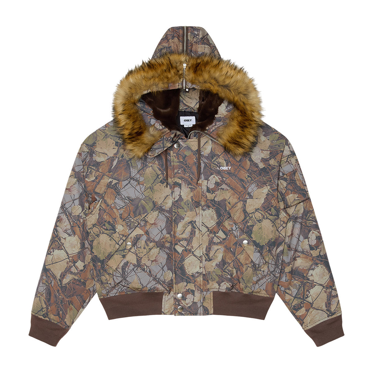 OBEY N-2B SHORT PARKA オベイ N-2B ショートパーカー 121800623【メンズ フェイクファー ジップフード フード付き アウター 中綿ジャケット 26FW】