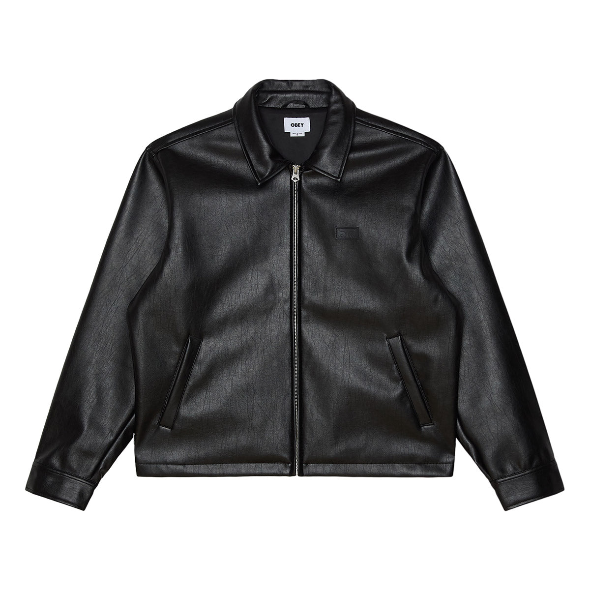 OBEY WORKMAN PU JACKET オベイ ワークマン ピーユー ジャケット 121800631【メンズ メタルジップ フロントジップ ウェルトポケット ハンドポケット ボタンカフス 26FW】