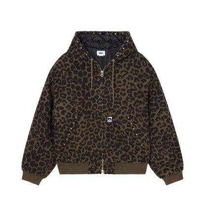 OBEY STUDDED ZIP UP JACKET オベイ スタッデッド ジップアップ ジャケット 121800633【メンズ フードジャケット メタルスタッズ ジップアップ メタルジッパー ドローコード 26FW】