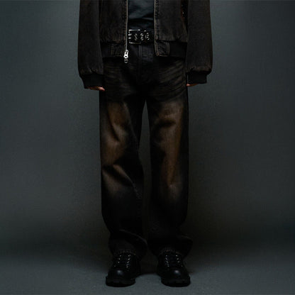 OBEY STUDDED BOXCAR STRAIGHT LEG DENIM オベイ スタッズド ボックスカー ストレートレッグ デニム 142010121【メンズ ボタンフライ 5ポケットデニム バックポケットラベル 26FW】