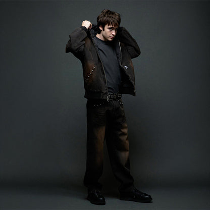 OBEY STUDDED BOXCAR STRAIGHT LEG DENIM オベイ スタッズド ボックスカー ストレートレッグ デニム 142010121【メンズ ボタンフライ 5ポケットデニム バックポケットラベル 26FW】