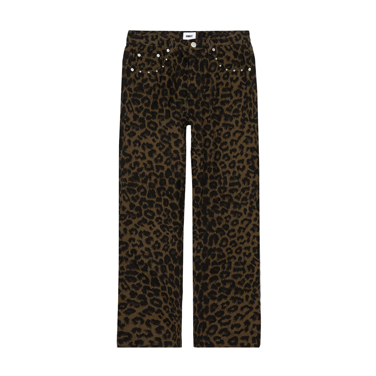OBEY STUDDED BOXCAR STRAIGHT LEG DENIM オベイ スタッズド ボックスカー ストレートレッグ デニム 142010121【メンズ ボタンフライ 5ポケットデニム バックポケットラベル 26FW】
