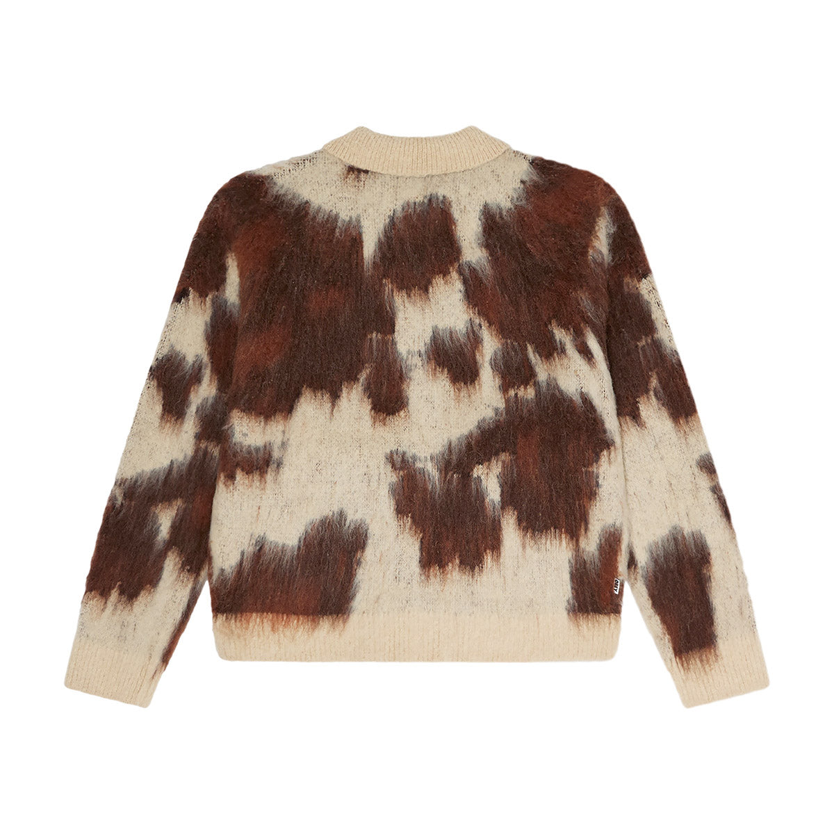OBEY COW PATTERN ZIP SWEATER オベイ カウ パターン ジップ セーター 151010050【メンズ メタルジッパー ジップアップ ウェルトポケット リブ袖 リブ裾 26FW】