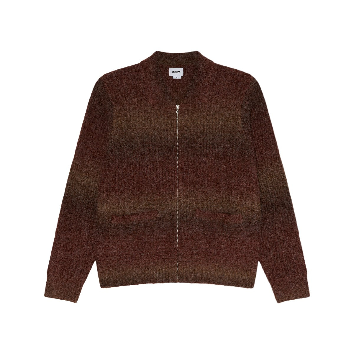 OBEY ANTON GRADIENT CARDIGAN オベイ アントン グラディエント カーディガン 151010054【メンズ カーディガン 羽織 メタルジップ仕様 レギュラーフィット 26FW】