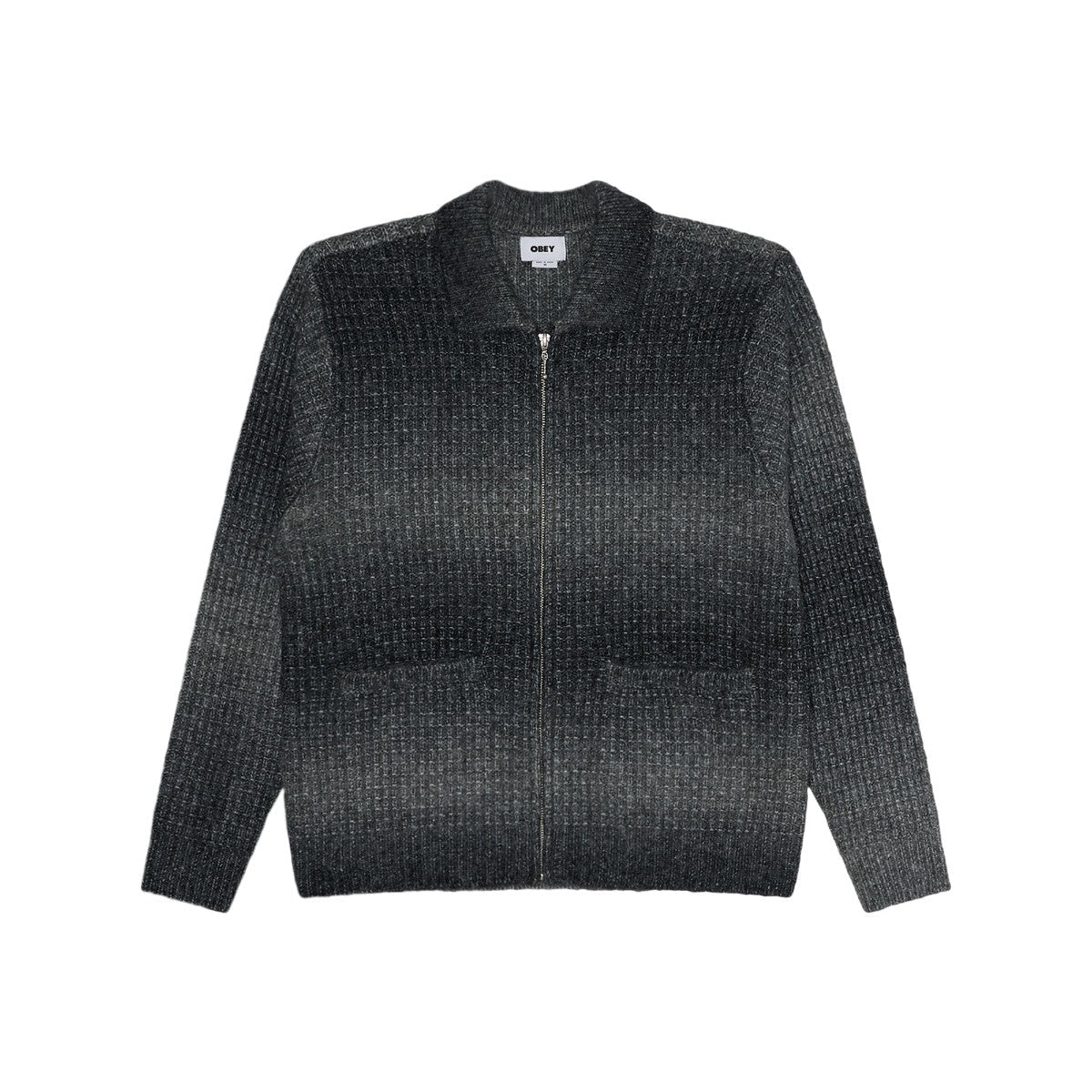 OBEY ANTON GRADIENT CARDIGAN オベイ アントン グラディエント カーディガン 151010054【メンズ カーディガン 羽織 メタルジップ仕様 レギュラーフィット 26FW】