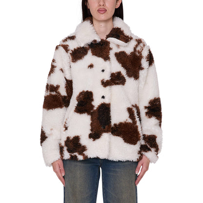 OBEY NOLIE SHERPA SHORT COAT オベイ ノリイ セラフ ショートコート 221800454【レディース ショートコート ジャカード織り 裏地 リラックスフィット 26FW】