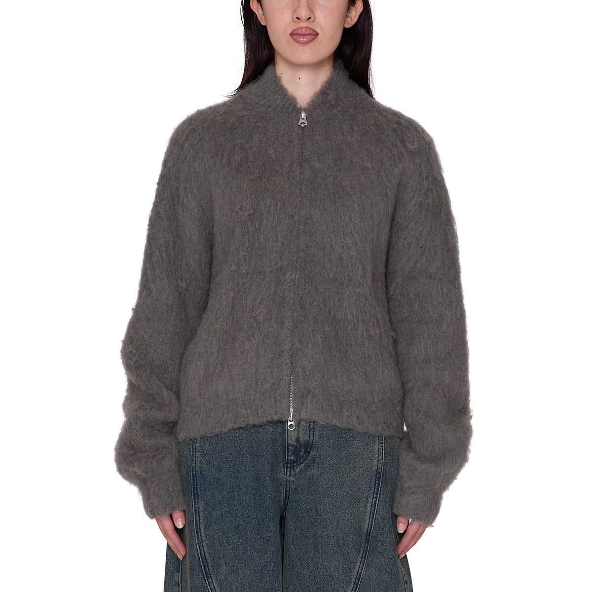OBEY CAIA SWEATER BOMBER オベイ カイア セーター ボンバー 251010079【レディース ニット メタルジッパー ジップアップ  レギュラーフィットリブ仕様 26FW】