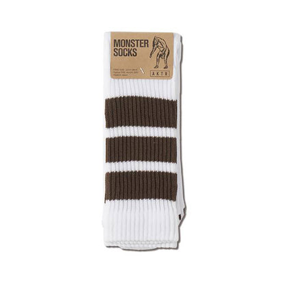 AKTR MONSTER SOCKS アクター モンスターソックス 226-011021【メンズ ソックス オールドスクール レトロカラー ラインデザイン クルーソックス 26FW】