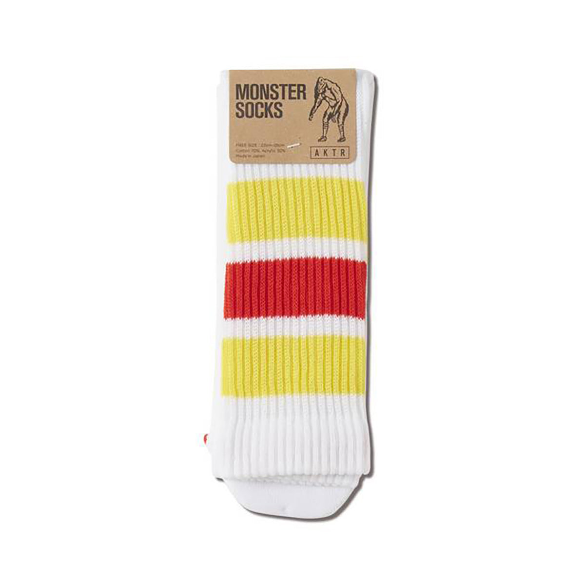 AKTR MONSTER SOCKS アクター モンスターソックス 226-011021【メンズ ソックス オールドスクール レトロカラー ラインデザイン クルーソックス 26FW】