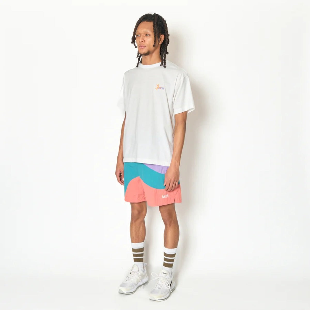 AKTR TIDELINE WAVE NYLON WIDE 5.5″ SHORTS (TL) アクター タイドライン ウェーブ ナイロン ワイド 5.5インチ ショーツ 226-046002【メンズ ショートパンツ 短パン ナイロンパンツ ワイドシルエット 26FW】