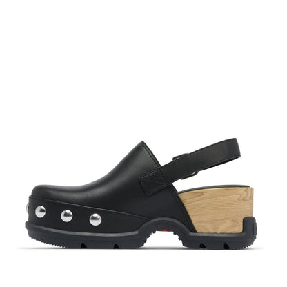 SOREL ROMIN CLOG RIVET ソレル ローミンクロッグ リベット NL5226-010【レディース クロッグサンダル レザー ヒールストラップ 軽量 26FW】