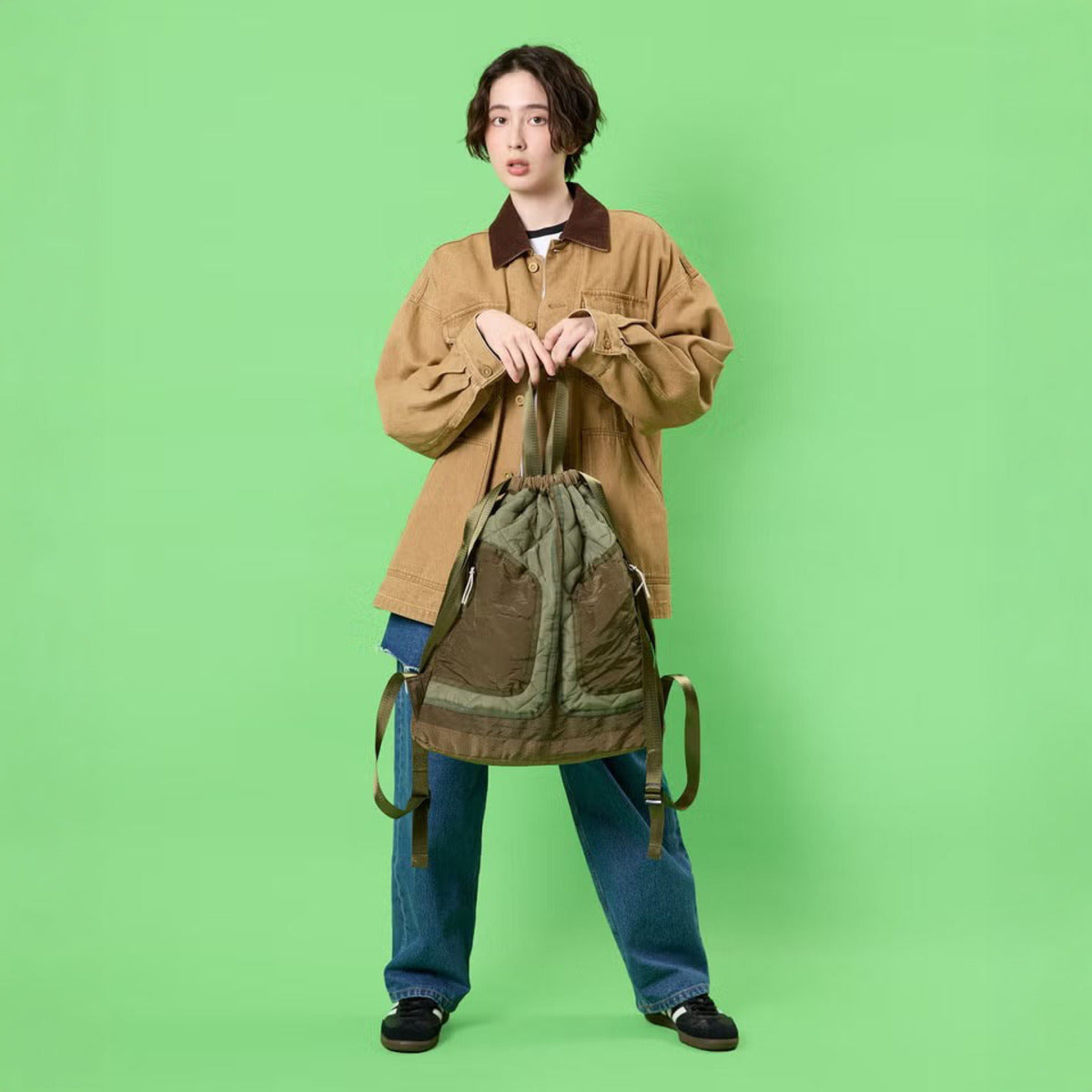 CONTROL FREAK Quilt Knapsack コントロールフリーク キルトナップサック 262-122511【レディース ナイロン 2WAY キルティング ミリタリー調 26FW】