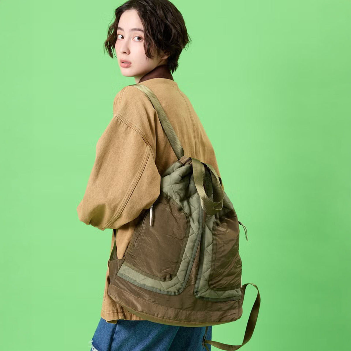 CONTROL FREAK Quilt Knapsack コントロールフリーク キルトナップサック 262-122511【レディース ナイロン 2WAY キルティング ミリタリー調 26FW】