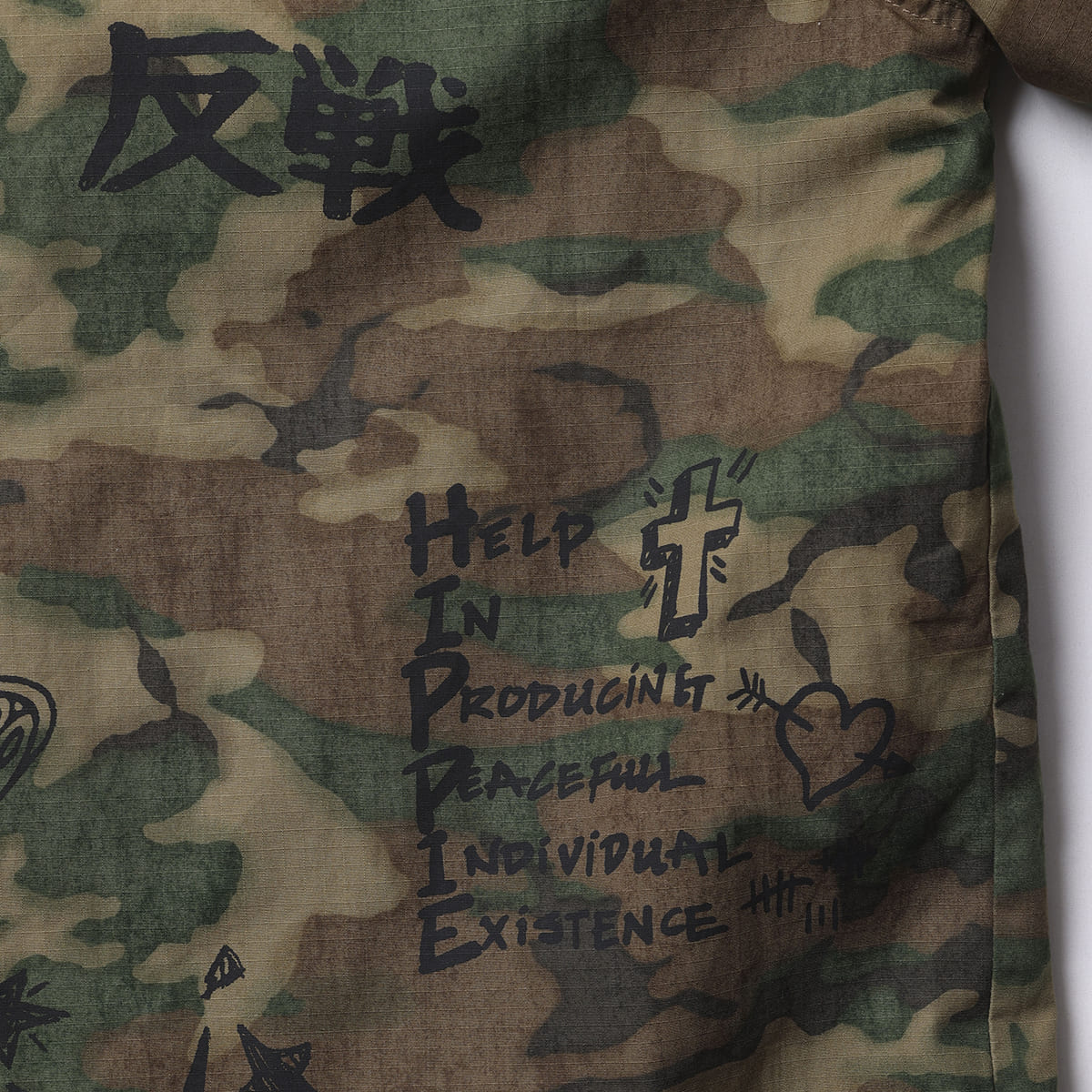 Liberaiders HANDWRITING CAMO COACH JACKET リベレイダース ハンドライティング カモ コーチ ジャケット 730142603【メンズ コーチジャケット 迷彩柄 グラフィック ヴィンテージ風 26FW】