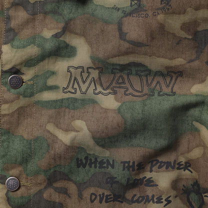 Liberaiders HANDWRITING CAMO COACH JACKET リベレイダース ハンドライティング カモ コーチ ジャケット 730142603【メンズ コーチジャケット 迷彩柄 グラフィック ヴィンテージ風 26FW】