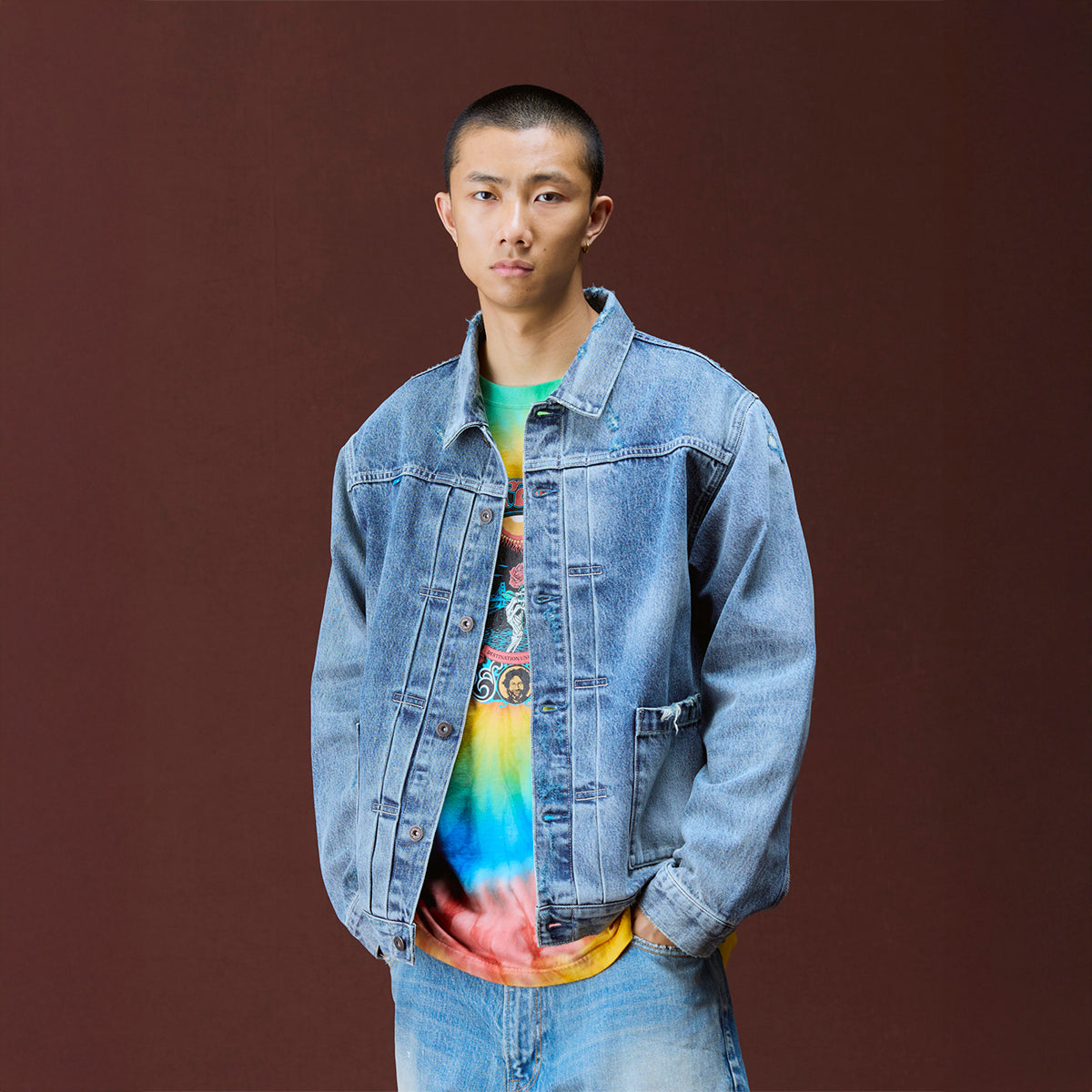 Liberaiders DAMAGED DENIM TRUCKER JACKET リベレイダース ダメージド デニム トラッカー ジャケット 730152603【メンズ デニムジャケット  ヴィンテージ ダメージ加工 カジュアル 13.5oz 26FW】