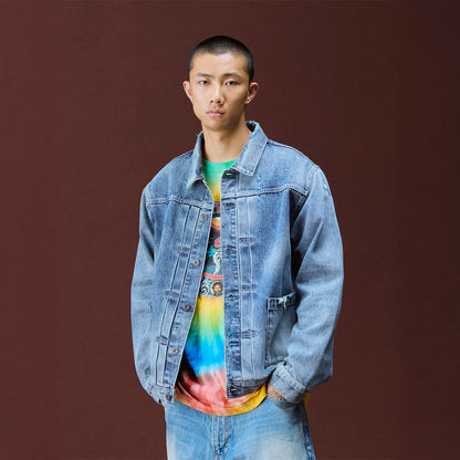 Liberaiders DAMAGED DENIM TRUCKER JACKET リベレイダース ダメージド デニム トラッカー ジャケット 730152603【メンズ デニムジャケット  ヴィンテージ ダメージ加工 カジュアル 13.5oz 26FW】