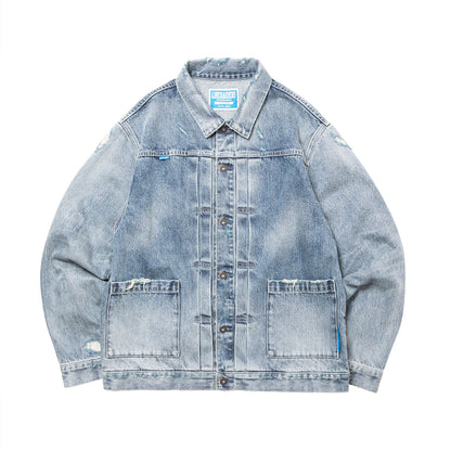 Liberaiders DAMAGED DENIM TRUCKER JACKET リベレイダース ダメージド デニム トラッカー ジャケット 730152603【メンズ デニムジャケット  ヴィンテージ ダメージ加工 カジュアル 13.5oz 26FW】
