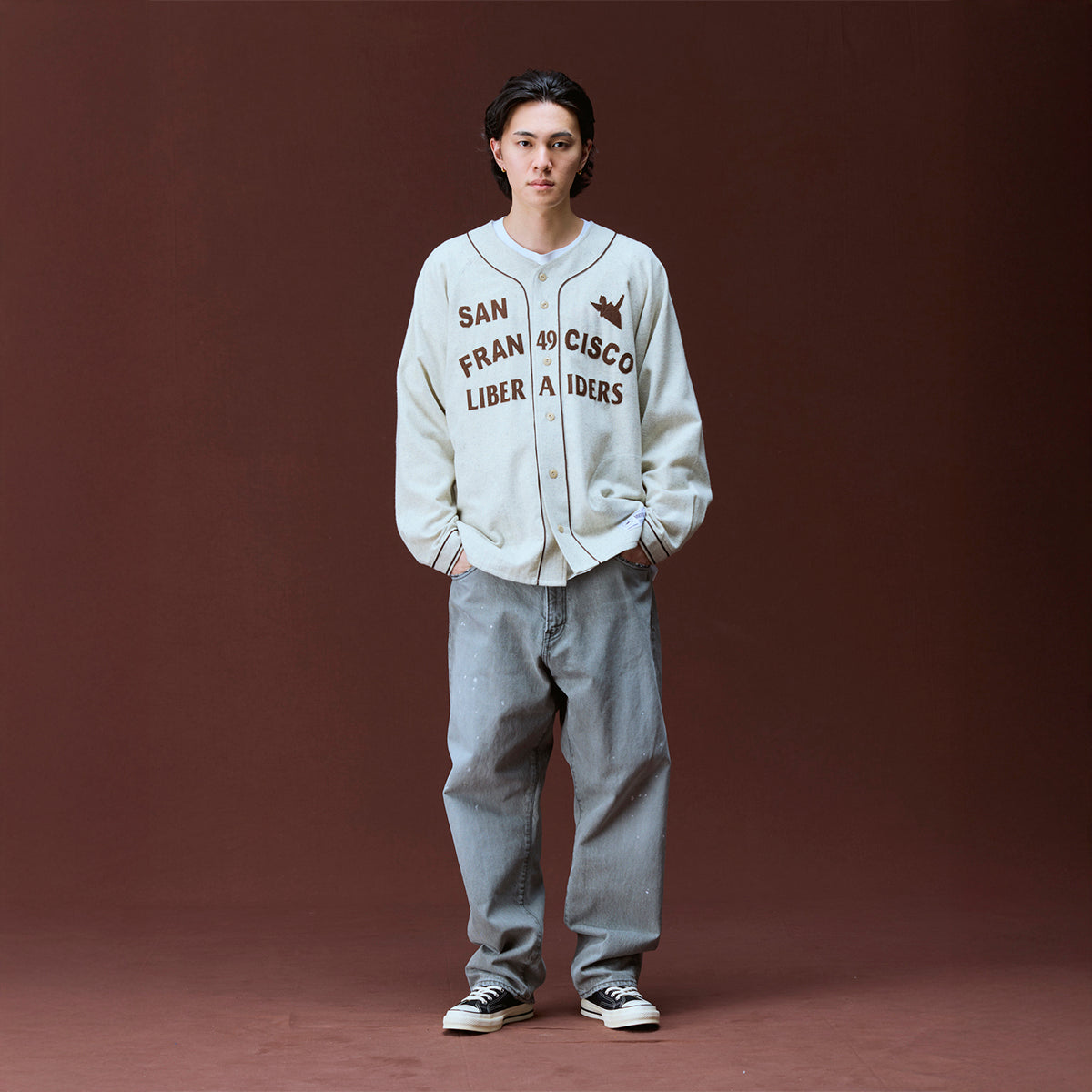 Liberaiders FLANNEL BASEBALL SHIRT リベレイダース フランネル ベースボールシャツ 731012603【メンズ 長袖シャツ ブランドロゴ ヴィンテージライク ストリート 26FW】