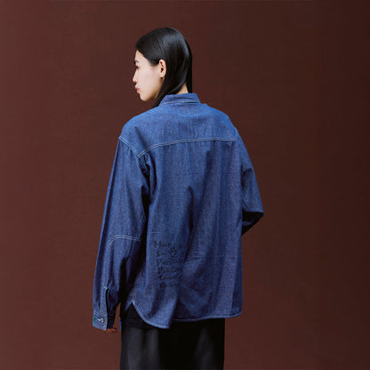 Liberaiders HIPPIE CHAMBRAY SHIRT リベレイダース ヒッピー シャンブレー シャツ 731022603【メンズ デニムシャツ 花柄刺繍 ヴィンテージ 羽織り 26FW】