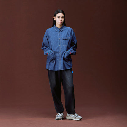 Liberaiders HIPPIE CHAMBRAY SHIRT リベレイダース ヒッピー シャンブレー シャツ 731022603【メンズ デニムシャツ 花柄刺繍 ヴィンテージ 羽織り 26FW】