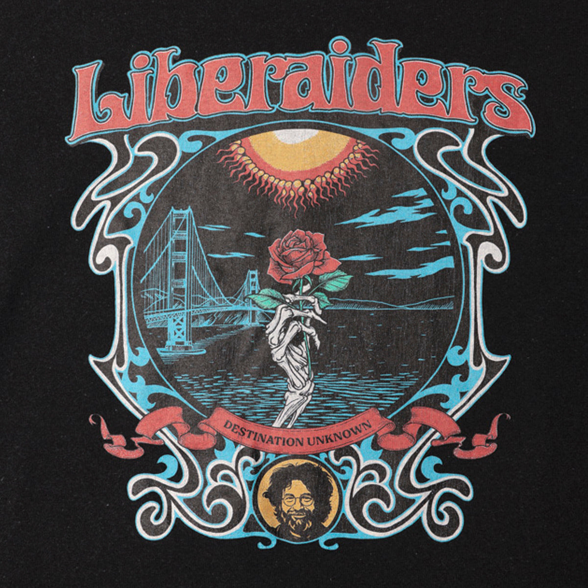 Liberaiders DEAD ROSE TEE リベレイダース デッド ローズ Tシャツ 736012603【メンズ 半袖Tシャツ 天竺 フロスト加工 グラフィック 26FW】