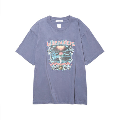 Liberaiders DEAD ROSE TEE リベレイダース デッド ローズ Tシャツ 736012603【メンズ 半袖Tシャツ 天竺 フロスト加工 グラフィック 26FW】