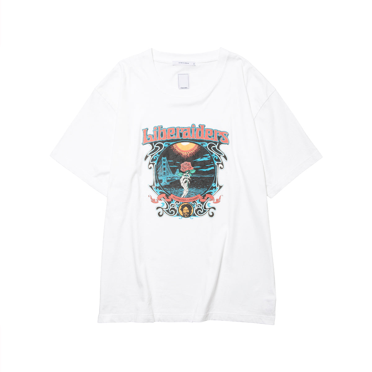 Liberaiders DEAD ROSE TEE リベレイダース デッド ローズ Tシャツ 736012603【メンズ 半袖Tシャツ 天竺 フロスト加工 グラフィック 26FW】