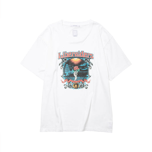 Liberaiders DEAD ROSE TEE リベレイダース デッド ローズ Tシャツ 736012603【メンズ 半袖Tシャツ 天竺 フロスト加工 グラフィック 26FW】