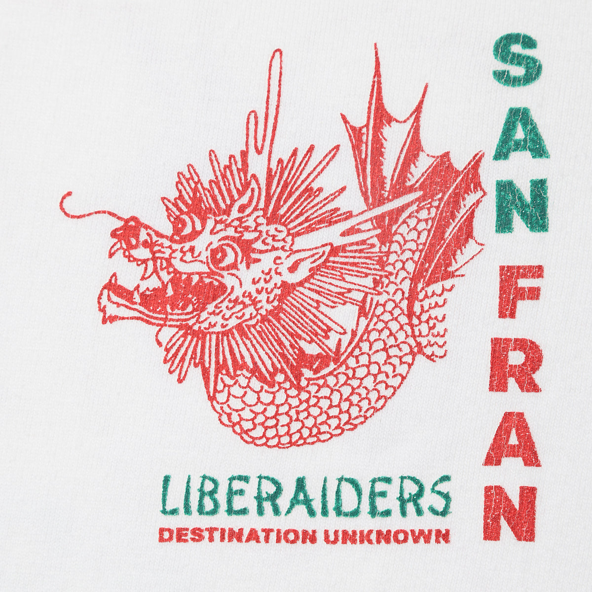 Liberaiders CHINATOWN TEE リベレイダース チャイナタウン Tシャツ 736042603【メンズ 半袖Tシャツ 天竺 フロスト加工 ヴィンテージライク バッグロゴ 26FW】