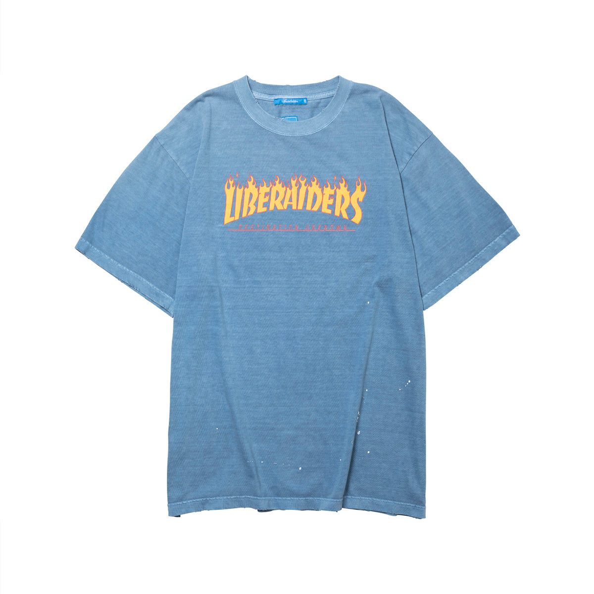 Liberaiders FLAME LOGO TEE リベレイダース フレーム ロゴ ティー 736112603【メンズ 半袖Tシャツ 前面プリント ロゴ ビンテージ加工 26FW】