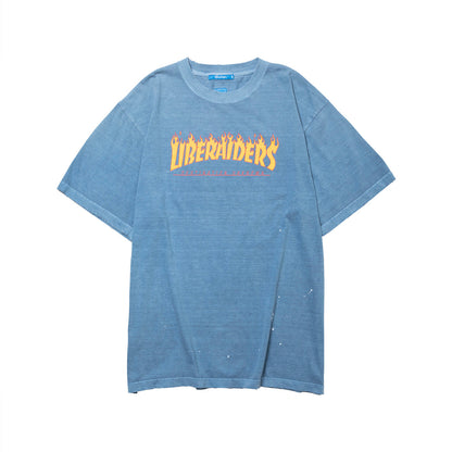 Liberaiders FLAME LOGO TEE リベレイダース フレーム ロゴ ティー 736112603【メンズ 半袖Tシャツ 前面プリント ロゴ ビンテージ加工 26FW】