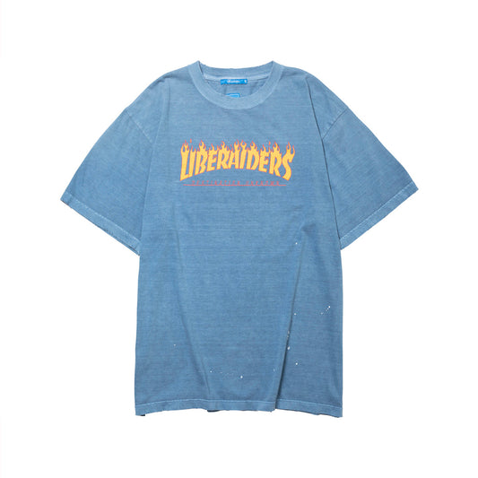 Liberaiders FLAME LOGO TEE リベレイダース フレーム ロゴ ティー 736112603【メンズ 半袖Tシャツ 前面プリント ロゴ ビンテージ加工 26FW】