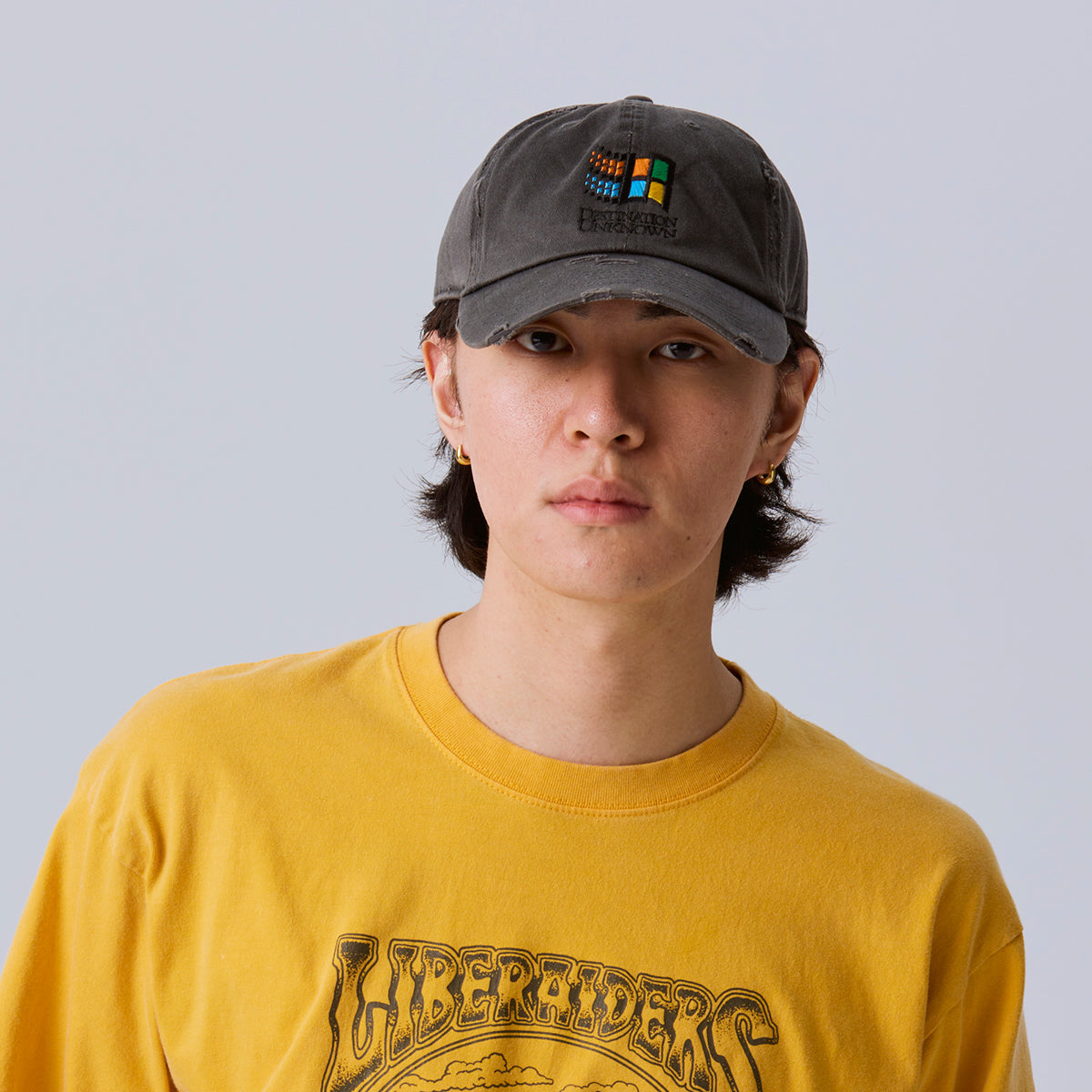 Liberaiders OS LOGO DAMAGED CAP リベレイダース OSロゴ ダメージドキャップ 739032603【メンズ 6パネルキャップ グラフィック 刺繍 ワッペン 26FW】