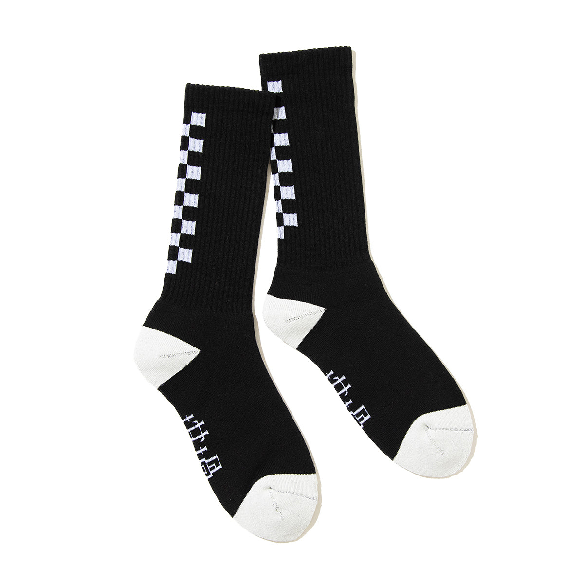坩堝 CHECKER LINE SOCKS RUTSUBO チェッカー ライン ソックス R26FA-LINE-SK【メンズ 靴下 デイリーユース カジュアル ロゴ入り 日本製 26FW】