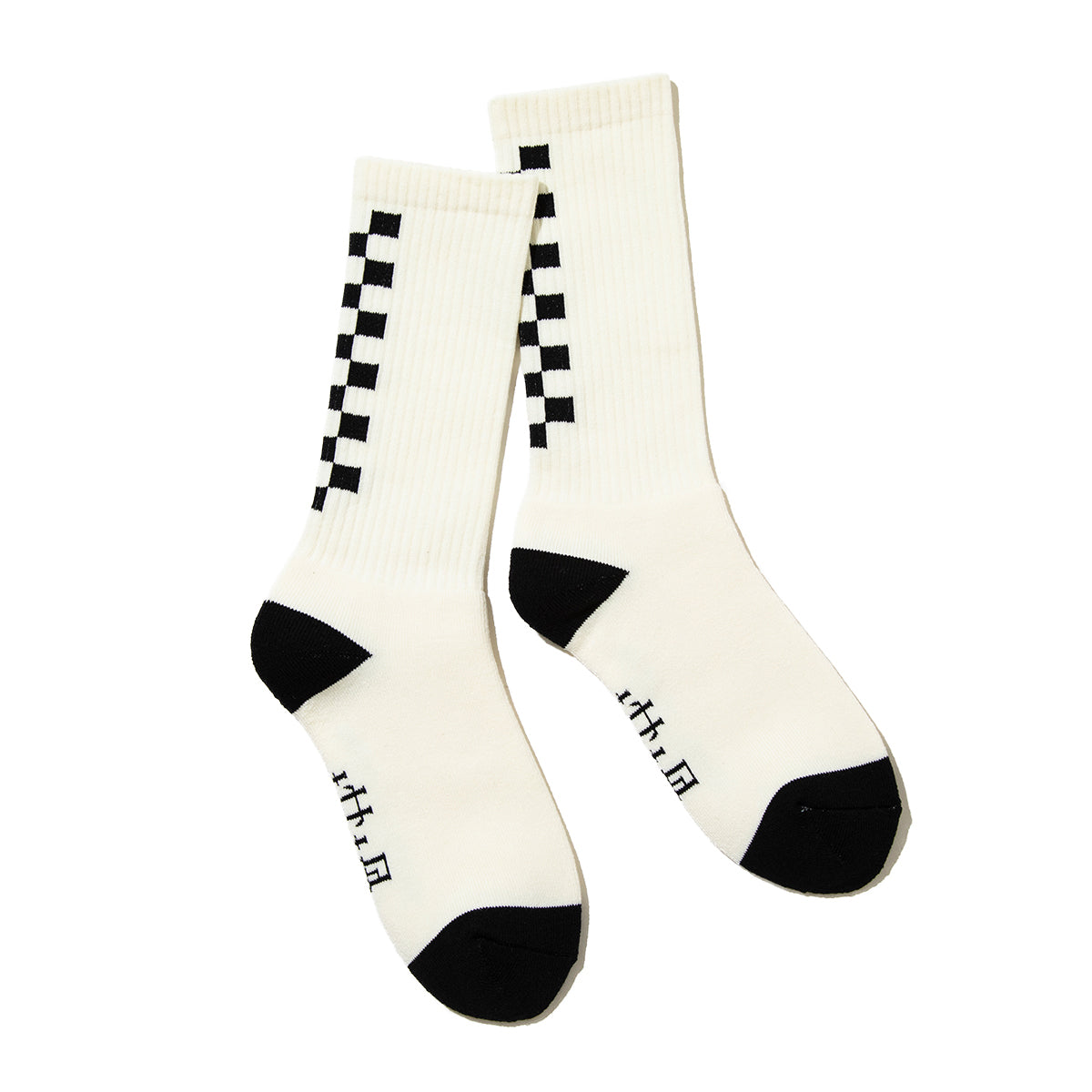 坩堝 CHECKER LINE SOCKS RUTSUBO チェッカー ライン ソックス R26FA-LINE-SK【メンズ 靴下 デイリーユース カジュアル ロゴ入り 日本製 26FW】
